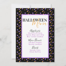 Purpurina de Halloween Menú de Cumpleaños