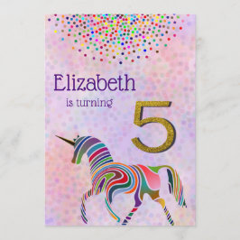 purpurina de invitación a los cinco años de Unicor