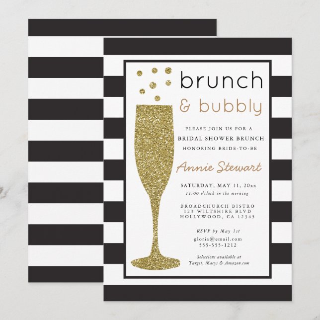 Purpurina de invitaciones a duchas de novias Brunc (Anverso / Reverso)