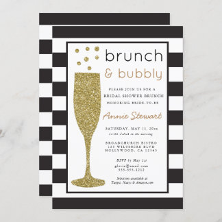 Purpurina de invitaciones a duchas de novias Brunc