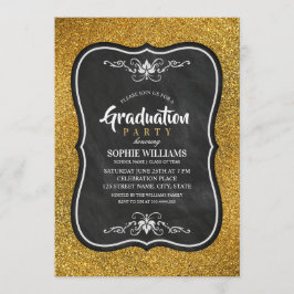 Purpurina De Invitaciones A La Graduación De Negro