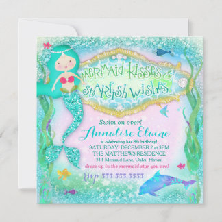 PURPURINA de invitaciones a sirenas mágicas GC