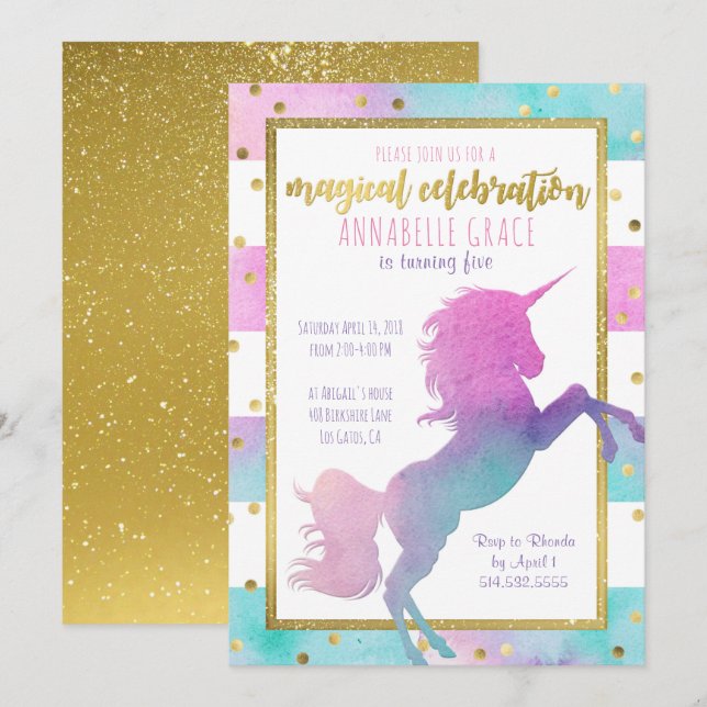 Purpurina de la acuarela de la invitación el | del (Anverso / Reverso)