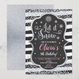 Purpurina de la invitación del cumpleaños del copo