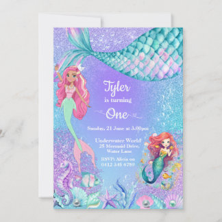 Purpurina de la sirena, bajo la invitación al cump