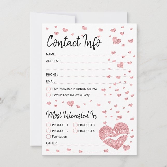 Purpurina de labios rosados de corazón Contacto In (Anverso)