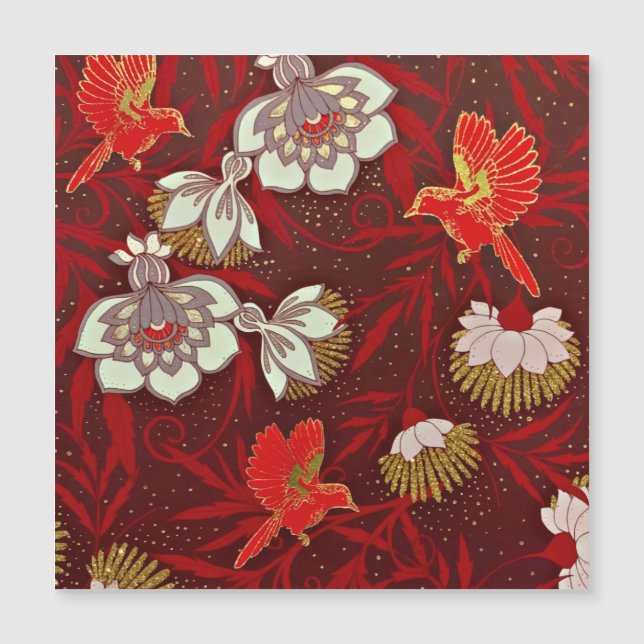 Purpurina de las Flores de Aves Rojas de Borgoña (Anverso)