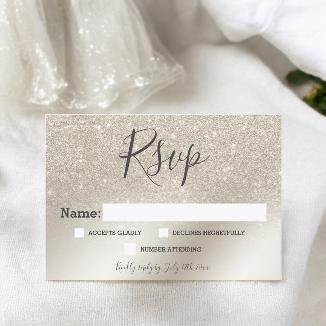 purpurina de marfil perla boda de RSVP metálica os (pearl ivory glitter ombre metallic RSVP wedding)