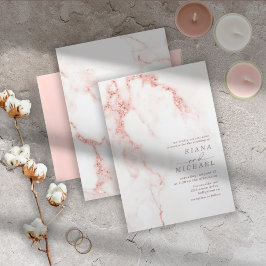 Purpurina de mármol moderno Boda Rosa Gold ID816