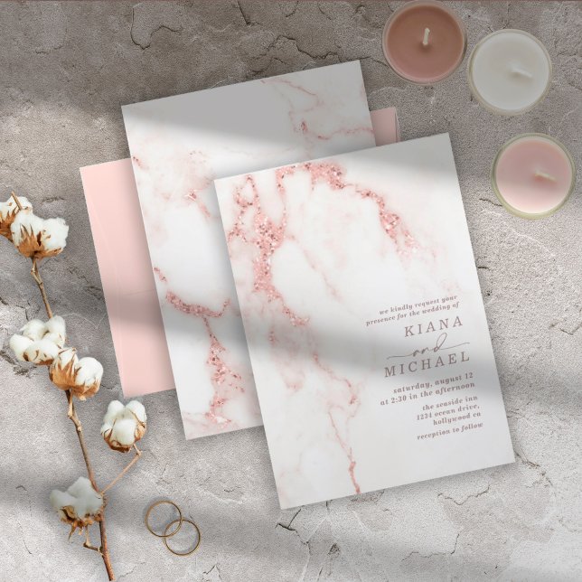 Purpurina de mármol moderno Boda Rosa Gold ID816 (Subido por el creador)