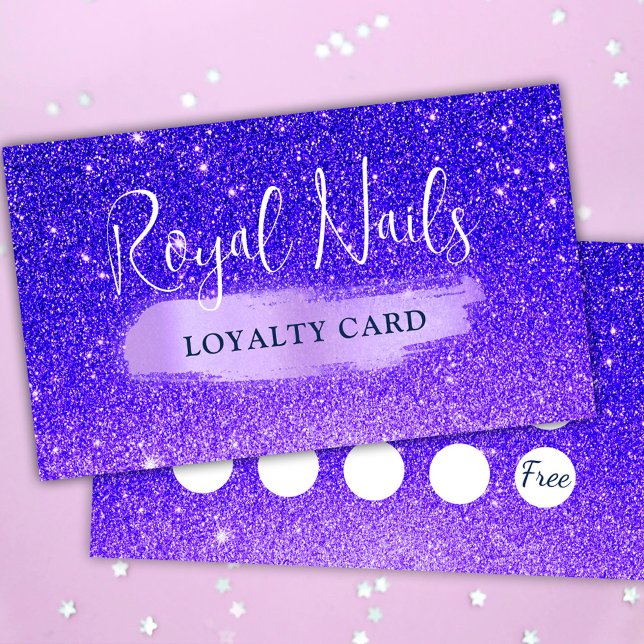 Purpurina de moda SPA Nail Makeup Tarjeta de fidel (Chic Glitter SPA Nail Makeup Lashes Loyalty Card)