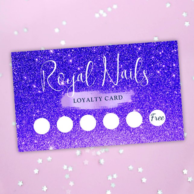 Purpurina de moda SPA Nail Salon Makeup Tarjeta de (Chic Glitter SPA Nail Salon Makeup Loyalty Card)