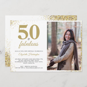 Purpurina De Oro 50 Y Fabulosa Invitación A Cumple