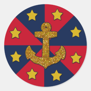 Purpurina de oro Aspecto Anclor, Pegatina redondo,