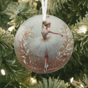 Purpurina de oro Ballerina Ornamento de Navidad