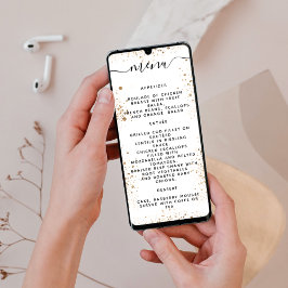 Purpurina de oro blanco destella tarjeta de menú d