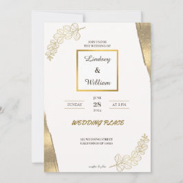 Purpurina de oro blanco elegante invitación a la b