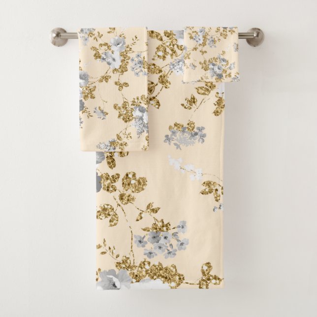 Purpurina de oro blanco marfileño boho floral (In situ)