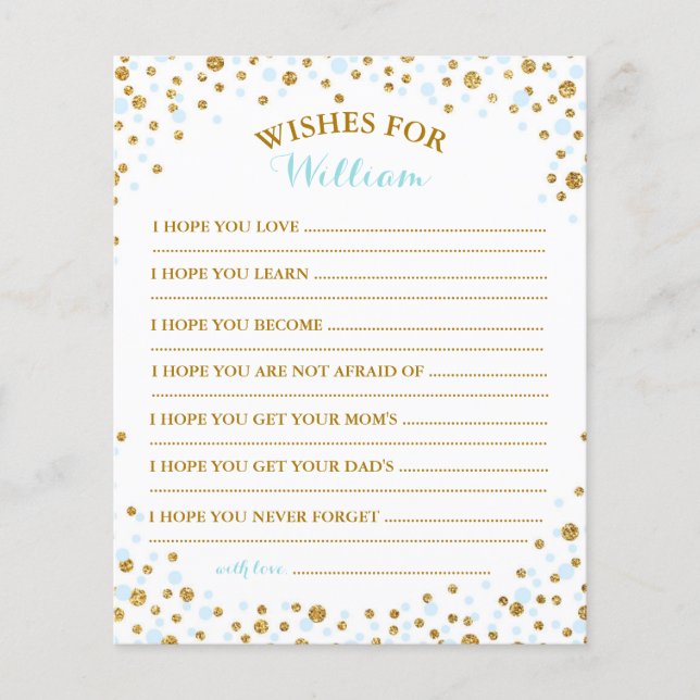 Purpurina de oro Blue Sprinkle Confetti Tarjeta de (Anverso)