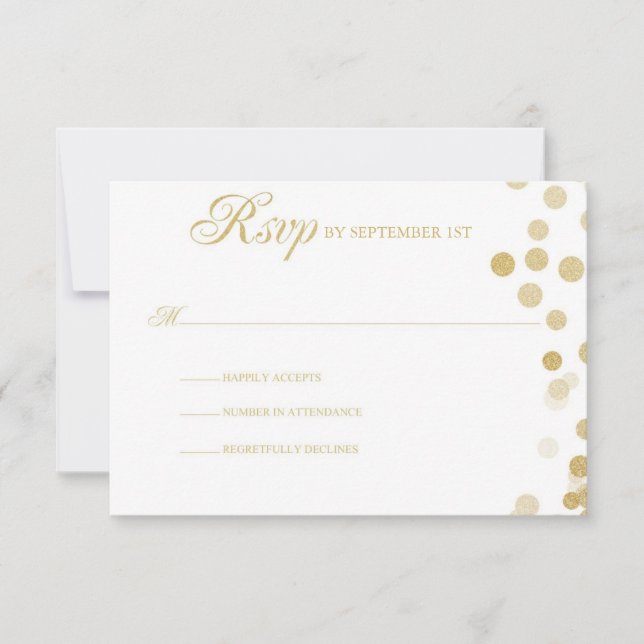 Purpurina de oro Boda Confetti RSVP (Anverso)