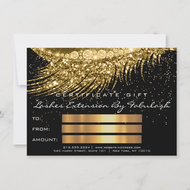 Purpurina de oro con certificado de maquillaje Lux (Anverso)