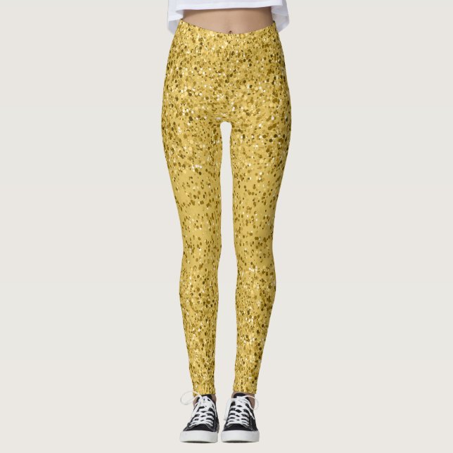 Purpurina de oro Confetti Aspecto Leggings (Anverso)