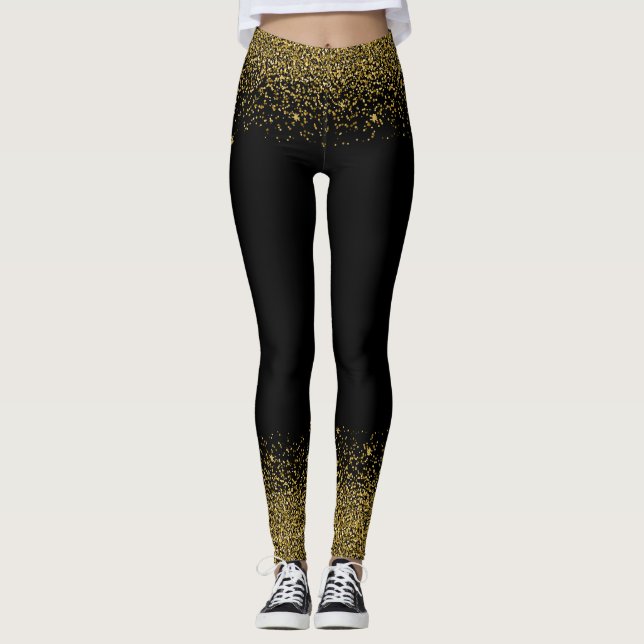 Purpurina de oro Confetti Aspecto Leggings (Anverso)