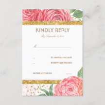 Purpurina de oro Confetti Boda Floral Rosa RSVP