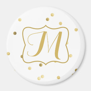 Purpurina de oro Confetti Dot Monograma Imán inici