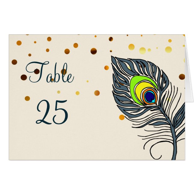 Purpurina de oro Confetti Peacock Feathers Número (Anverso (Horizontal))