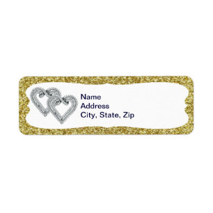 Purpurina de oro Corazones de Diamante Etiquetas d