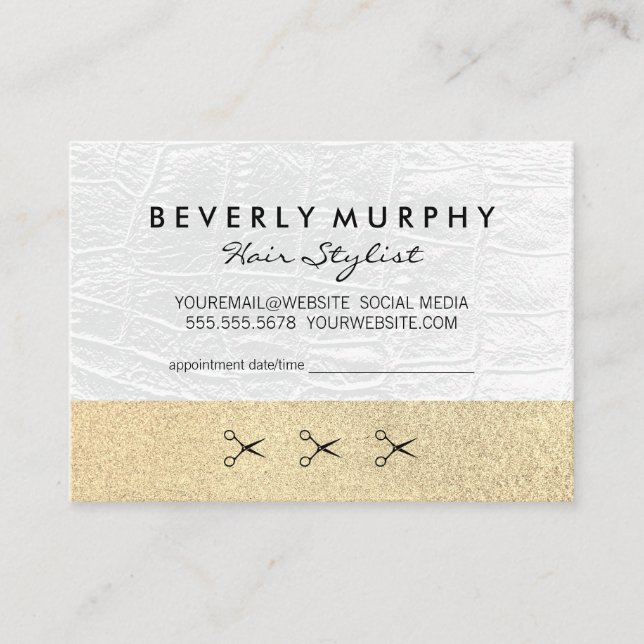 Purpurina de oro / Cuero blanco / Cita (Anverso)