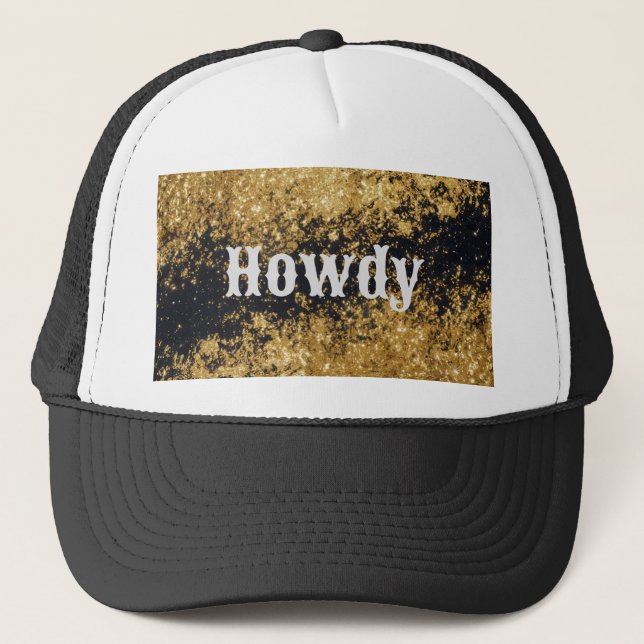 Purpurina de oro de Howdy Gorra Purpurina negro (Anverso)