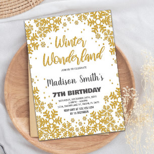 Purpurina de oro de invitaciones a Winter Wonderla