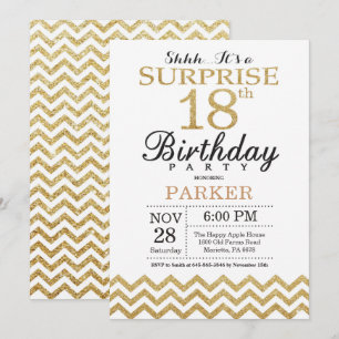 Purpurina de oro de la invitación de cumpleaños 18