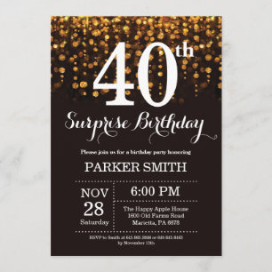 Purpurina de oro de la invitación de cumpleaños 40