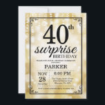 Purpurina de oro de la invitación de cumpleaños 40<br><div class="desc">Sorpresa 40ª Invitación de cumpleaños con luces de cuerda de oro con fondo Purpurina de oro. Cumpleaños de Oro. Cumpleaños de adultos. Invitación de cumpleaños de hombres o mujeres. 13.º 15.º 16.º 18.º 20.21.30.40.50.60.70.80.90.100, cualquier edad. Para una mayor personalización, haga clic en el botón "Personalizar" y utilice nuestra herramienta de...</div>