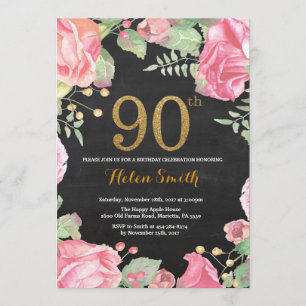 Purpurina de oro de la invitación de cumpleaños nú