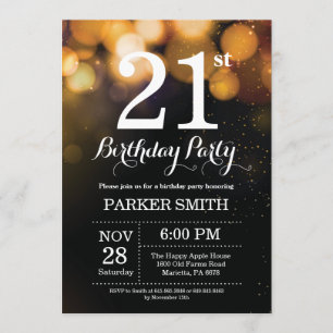 Purpurina de oro de la invitación de cumpleaños nú