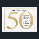 Purpurina de oro de la invitación de cumpleaños nú<br><div class="desc">Sorpresa 50 cumpleaños invitación. Invitación a la fiesta de cumpleaños de Purpurina Gold con antecedentes blancos. Cumpleaños sorpresa. Cumpleaños de adultos. Hombres o Mujeres Bday Bash Fiesta.
Para más personalización,  haga clic en el botón "Personalizar" y utilice nuestra herramienta de diseño para modificar esta plantilla.</div>