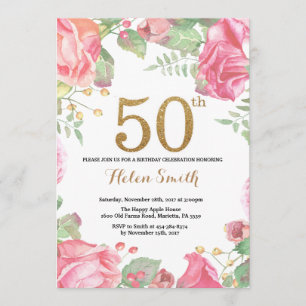 Purpurina de oro de la invitación de cumpleaños nú