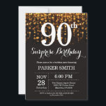 Purpurina de oro de la invitación de cumpleaños nú<br><div class="desc">Sorpresa 90ª Invitación de cumpleaños con luces de cuerda de oro con fondo Purpurina de oro. Cumpleaños de Oro. Cumpleaños de adultos. Invitación de cumpleaños de hombres o mujeres. 13.º 15.º 16.º 18.º 20.21.30.40.50.60.70.80.90.100, cualquier edad. Para una mayor personalización, haga clic en el botón "Personalizar" y utilice nuestra herramienta de...</div>