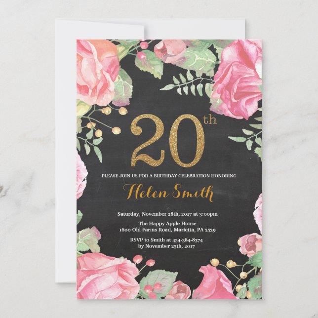 Purpurina de oro de la invitación de cumpleaños nú (Anverso)