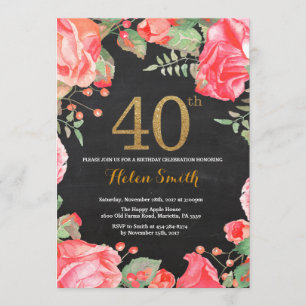 Purpurina de oro de la invitación por cumpleaños 4
