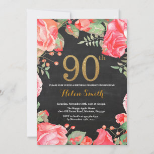 Purpurina de oro de la invitación por cumpleaños 9