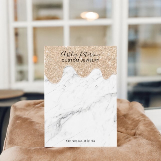 Purpurina de oro de mármol gotea aretes de joyería (Marble gold glitter drips jewelry earrings display)