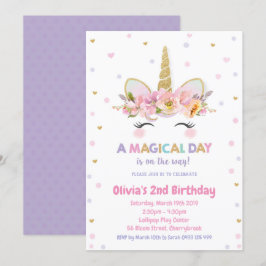 Purpurina de oro de unicornio Chicas de invitacion
