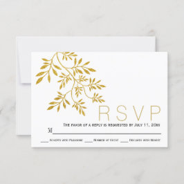 Purpurina de oro deja rama boda moderna RSVP