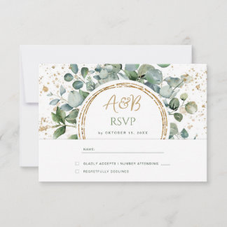 Purpurina de oro Eucalyptus - Boda verde RSVP 1