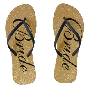 Purpurina de oro falso boda chancletas para novia